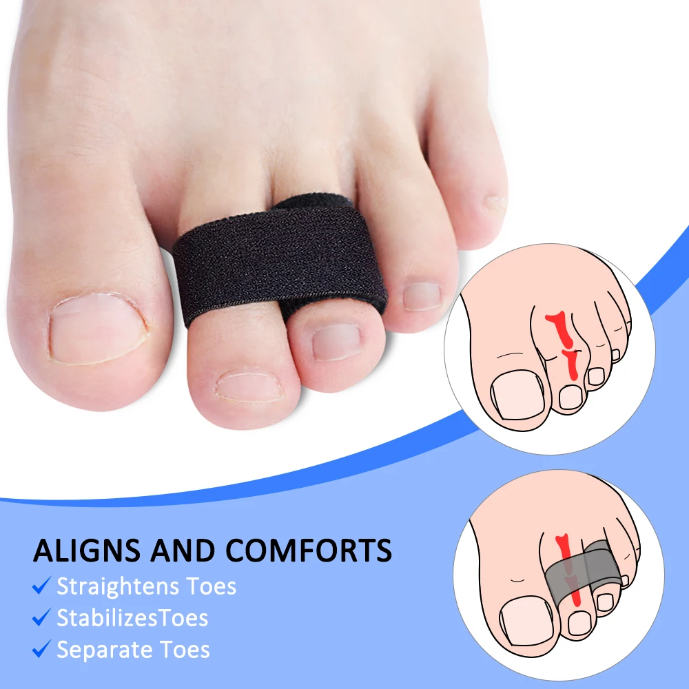 Pexmen 1/2/5Pcs Hammer Toe Straightener Toe Correctors Protectors Black Toe Wraps Splint for Curled Crooked Bent and Hammer Toes