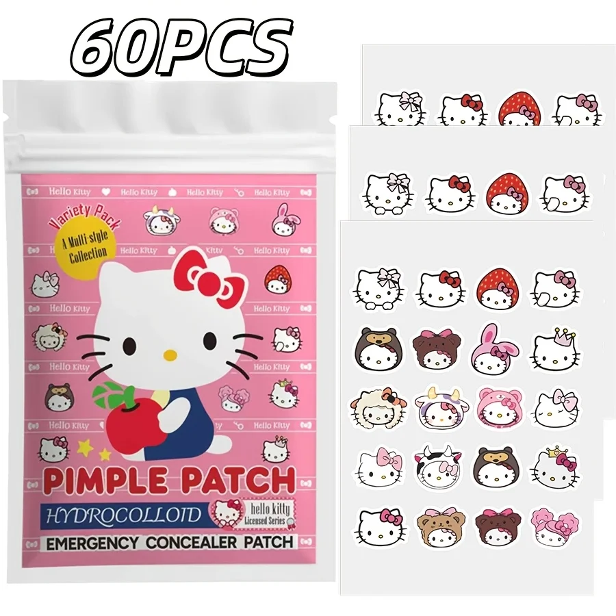 60PCS Sanrio Hello kitty Cartoon hydrocolloid acne patch - facial decorative sticker - covers blemishes and acne scars.