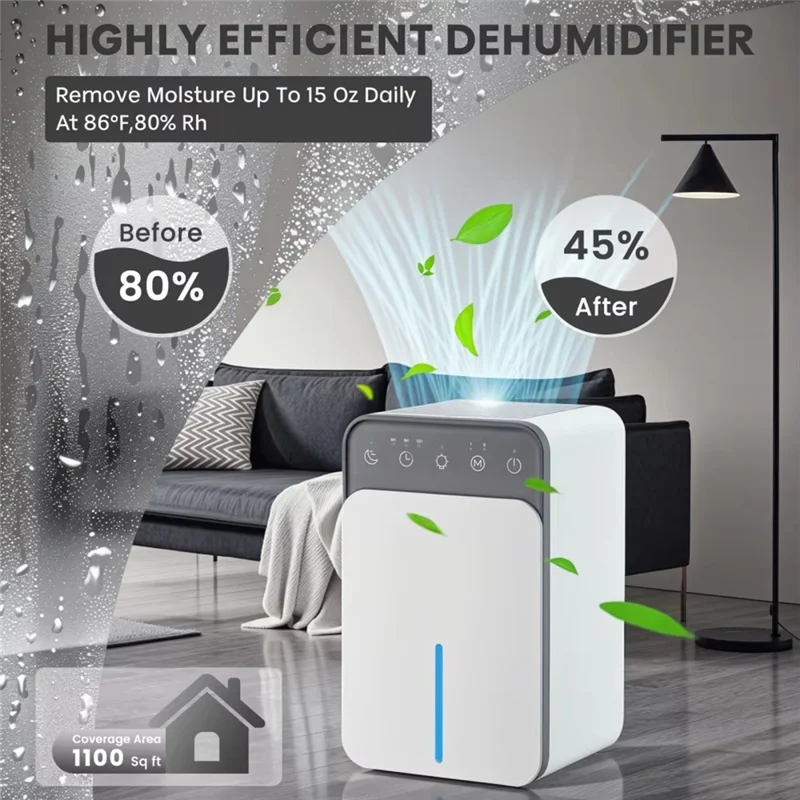 Deshumidificador de aire portátil, máquina absorbente de humedad silenciosa para el hogar, dormitorio, oficina, cocina, secador, desodorante