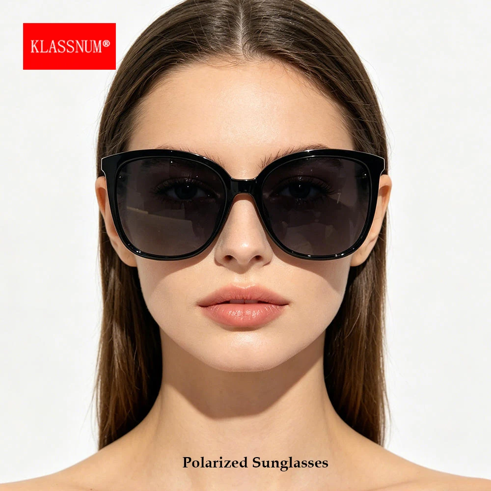 KLASSNUM 2026 Trendy Polarized Sunglasses Women Oversize Gradient Lens Luxury Eyepiece Anti Glare UV400 TR90 Large Sun Glasses