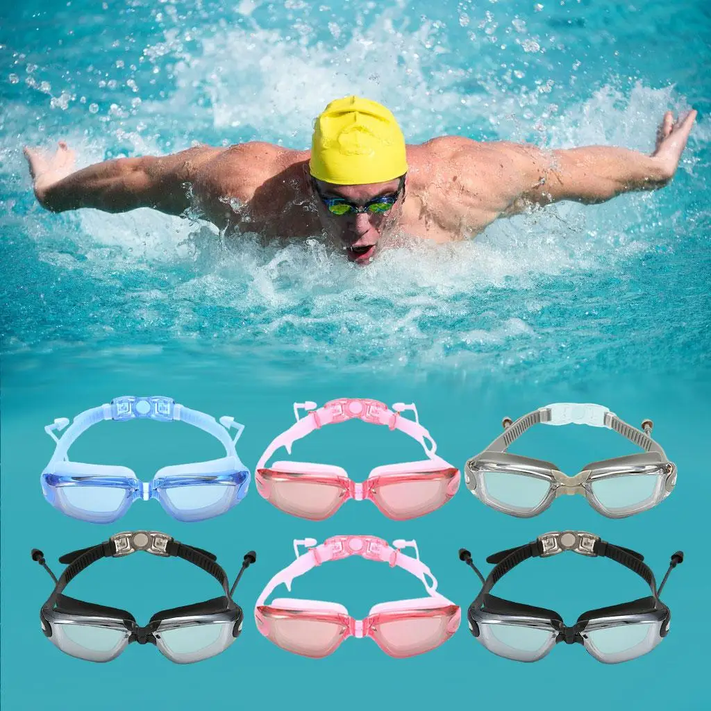 Lunettes de natation en silicone pour la plongée, protection myopie avec bouchon d'oreille PC