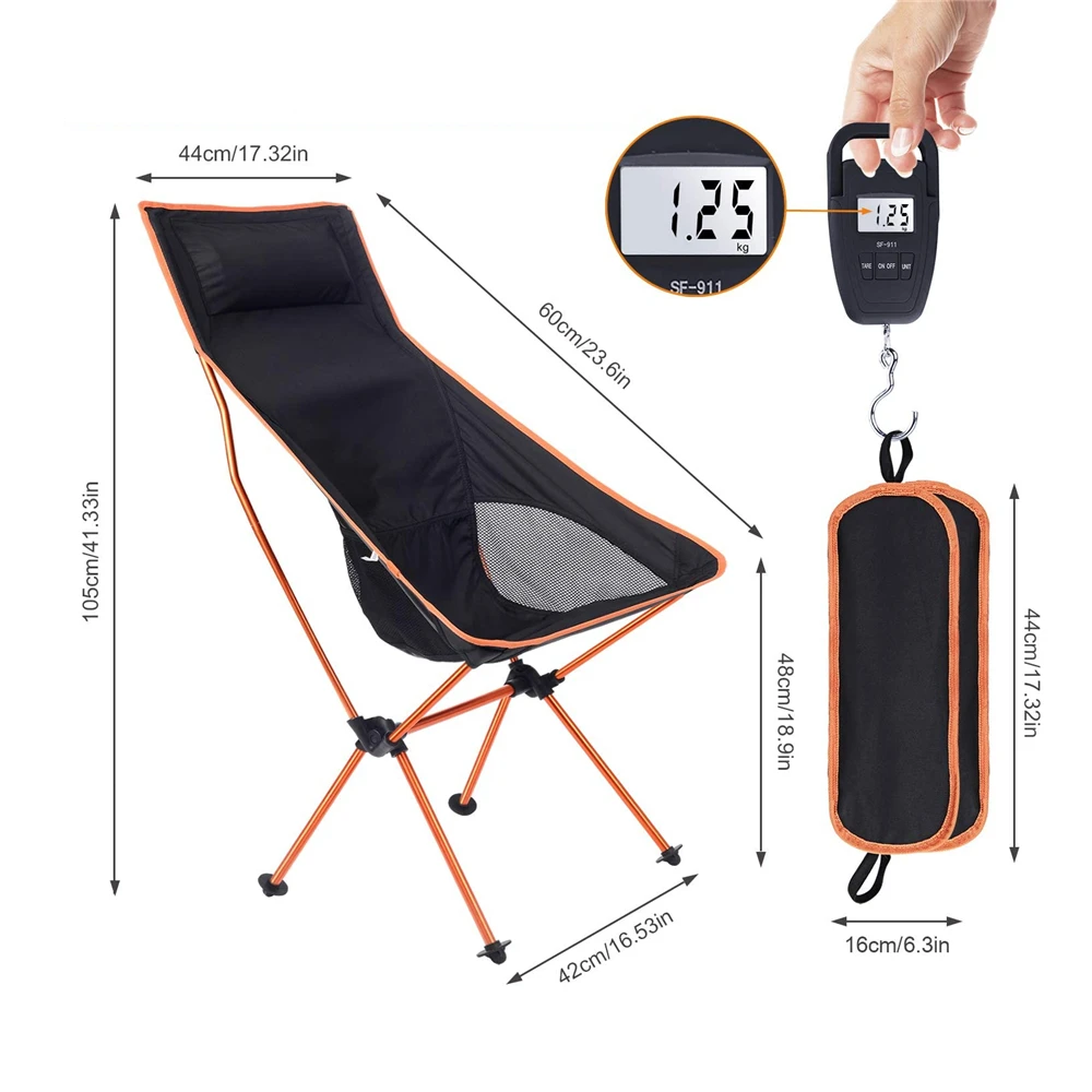 

Outdoor Portable Camping Chair Oxford Cloth Folding Lengthen Camping Seat for Fishing BBQ Festival Picnic Beach Ultralight Chair