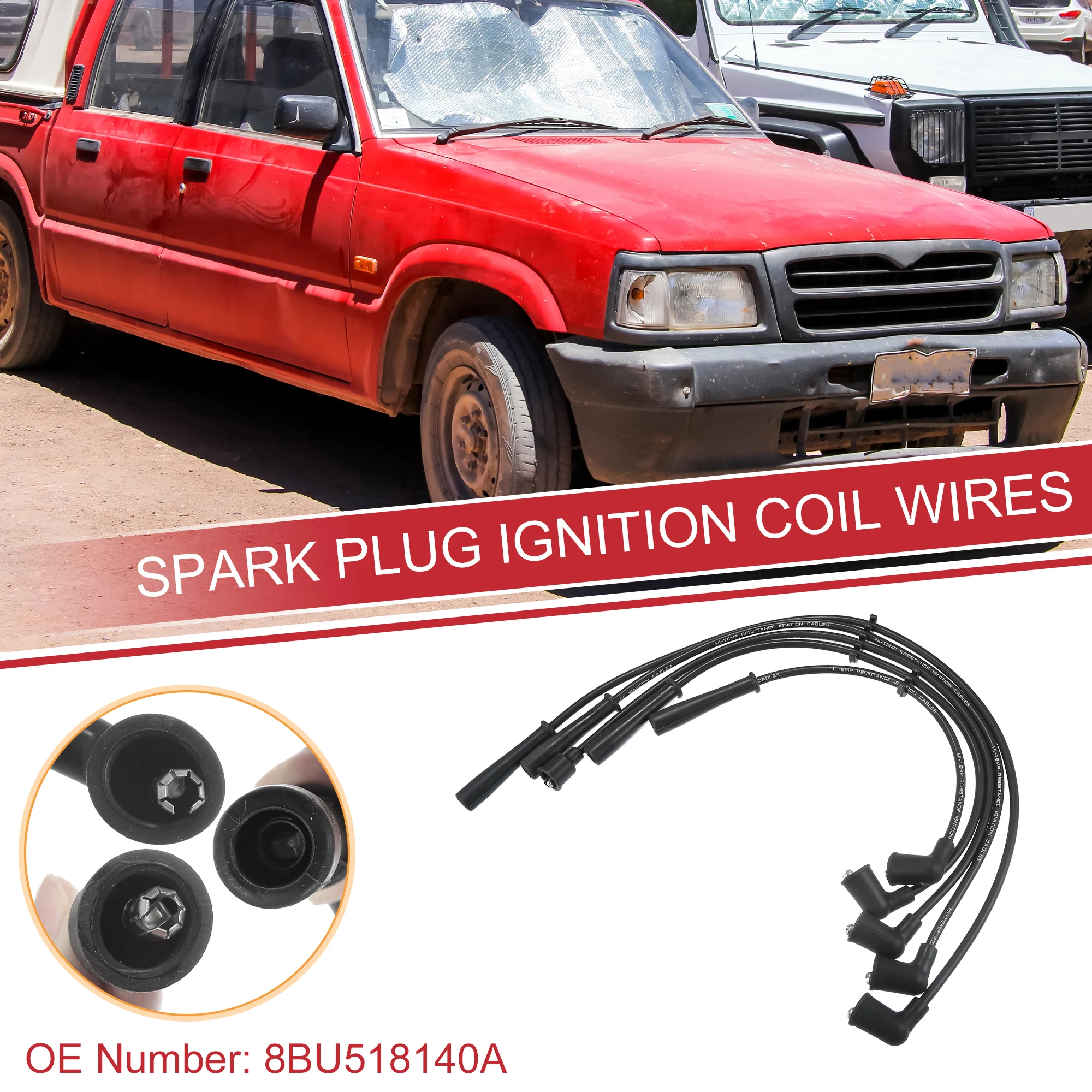 UXCELL 5pcs Spark Plug Wire Ignition Coil Cable No.8BU518140A for Mazda B2200 B2600