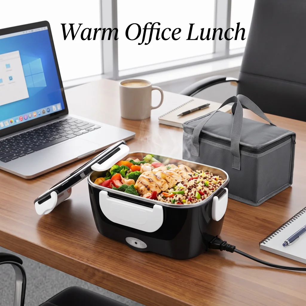 2 in 1 Electric Heated Lunch Box 110V Household 12V Car Heating Food Container Black White 304 Stainless Steel Inner Tank With Insulation Bag Thick Seal Ring Portable Food Warmer for Office Road Trip