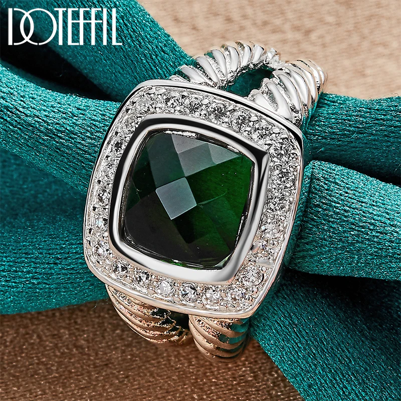 

DOTEFFIL 925 Sterling Silver Green AAAAA Zircon Ring For Woman Man Wedding Engagement Party Fashion Charm Jewelry