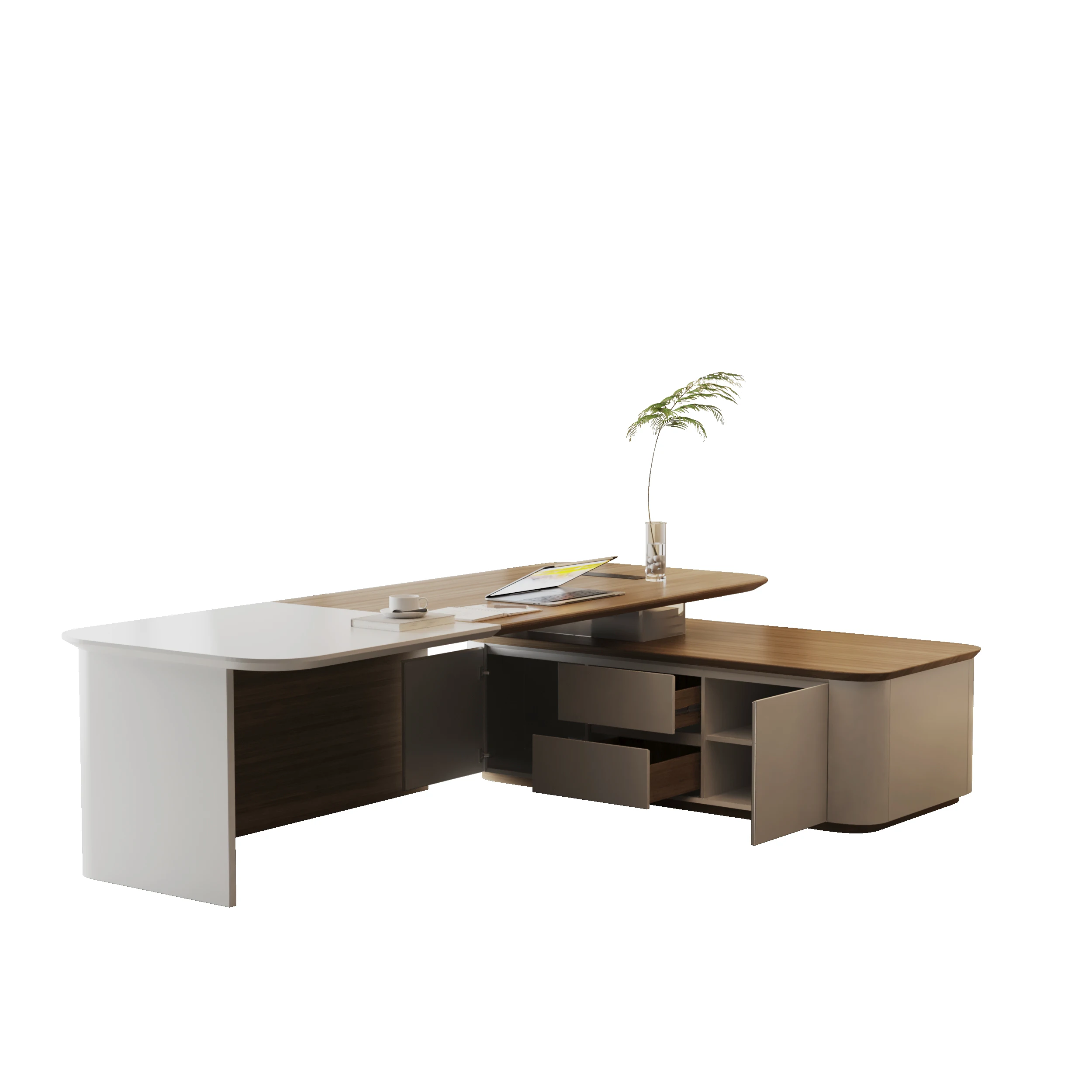 

Modern Luxury L-Shaped Desk President's Desk Large Wooden Customizable Office Furniture