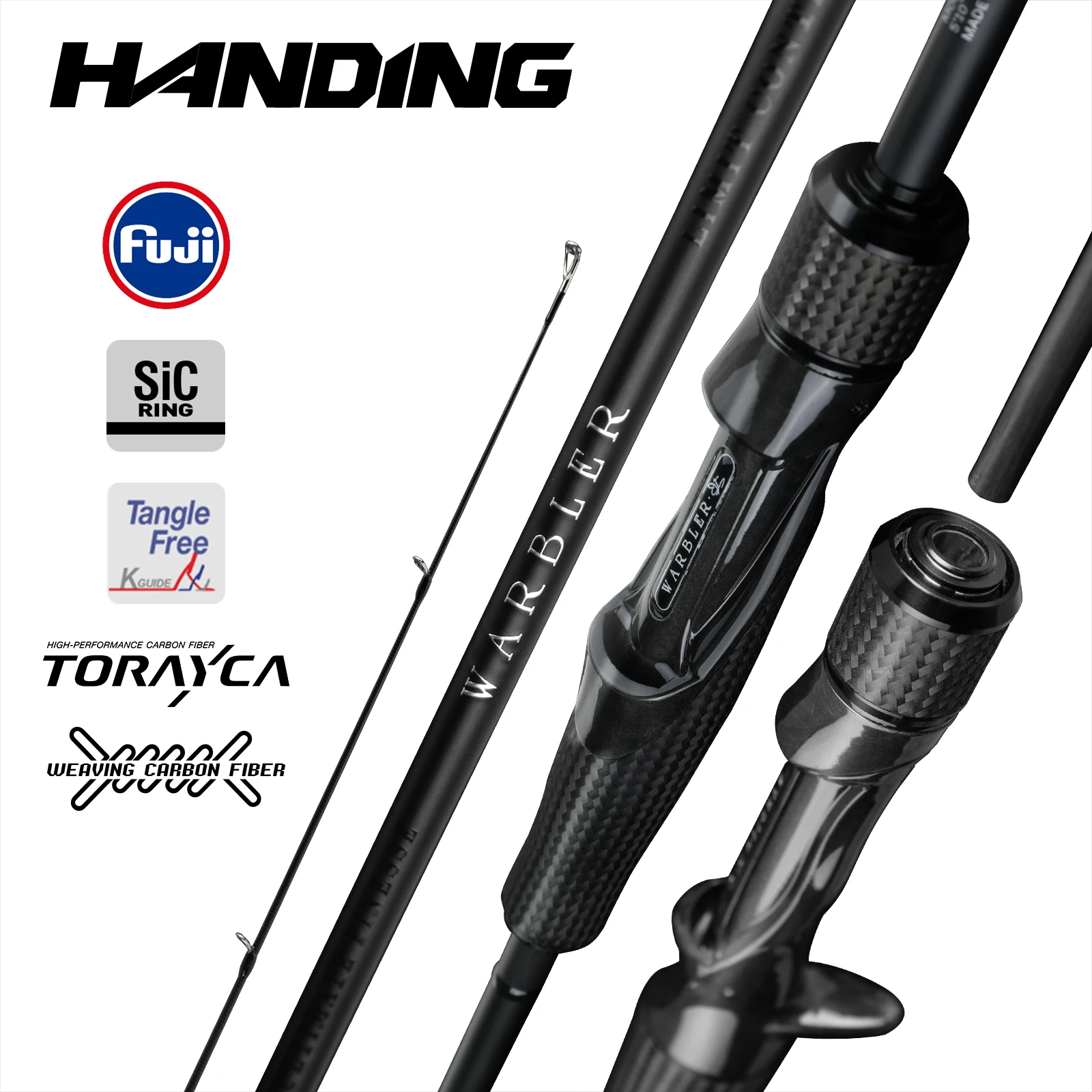 HANDING WARBLER Fishing Rod Fuji SIC Guide Rings 40+30Ton Carbon