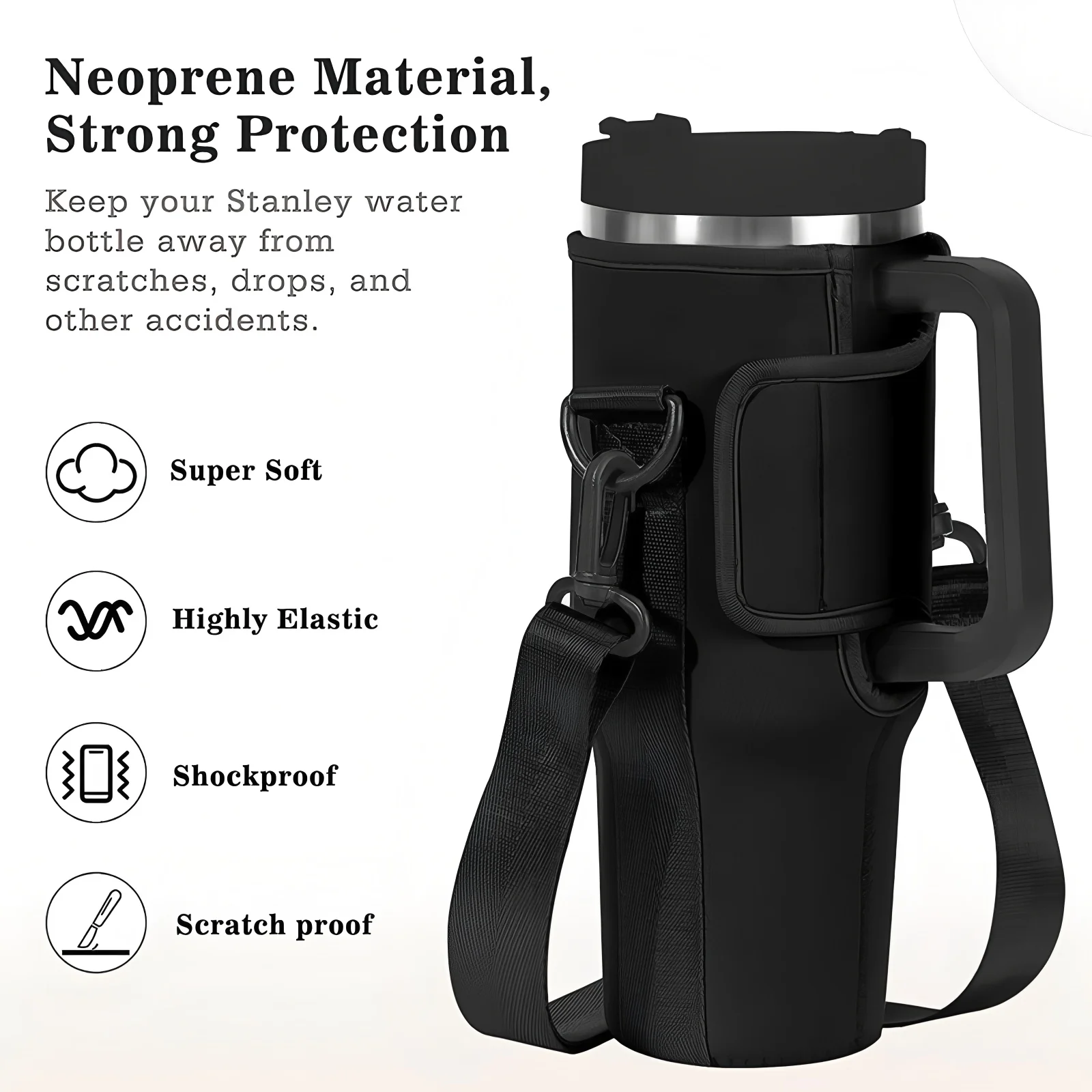 Large 40oz Insulated Leak Proof Water Bottle Carrier Bag Pouch Cover Holder Adjustable Strap for Thermos Outdoor Hiking Gym view 2