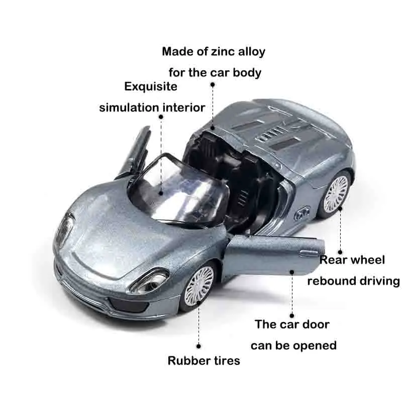 Modelo de coche deportivo de aleación para niños, abridor de puerta, coche de juguete, adorno para pastel, decoración para hornear