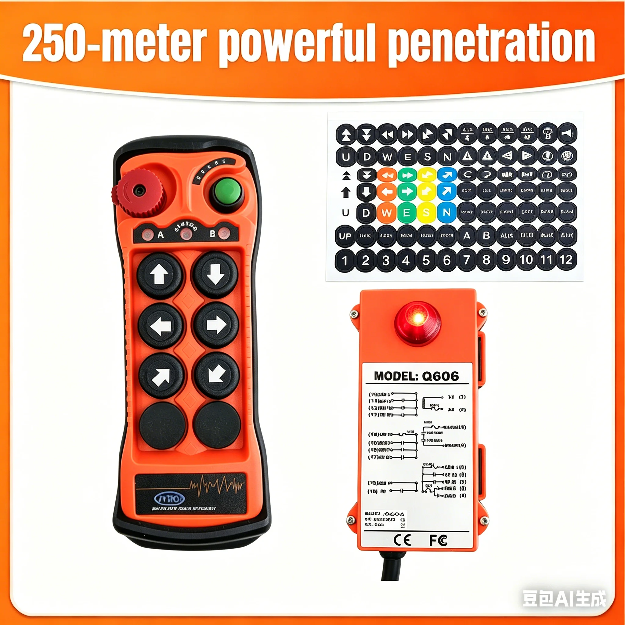 New Q606 6 Buttons Double Speed Industrial Radio Wireless Crane Remote Control Switches Hoist Overhead Bridge Crane Lift Control