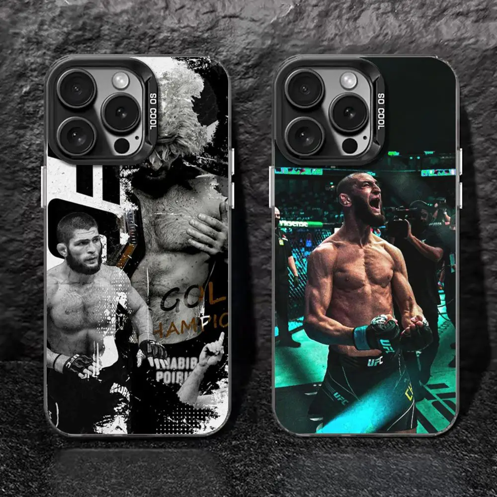 Fighting u-ufc Chimaev Cool Phone Case black IMD Colorful Silver Suitable soft case for iPhone 16 15 14 13 12 11 XS Pro Max