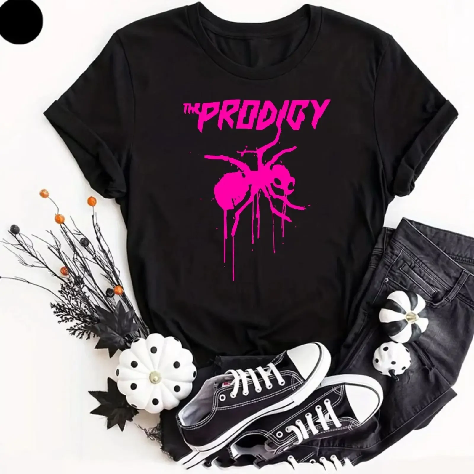 The Prodigy Pink Spider  T Shirt Novelty Rock Punk Rave Adult vintage Washed Stylish Stretched homme Comfortable Casual Unisex
