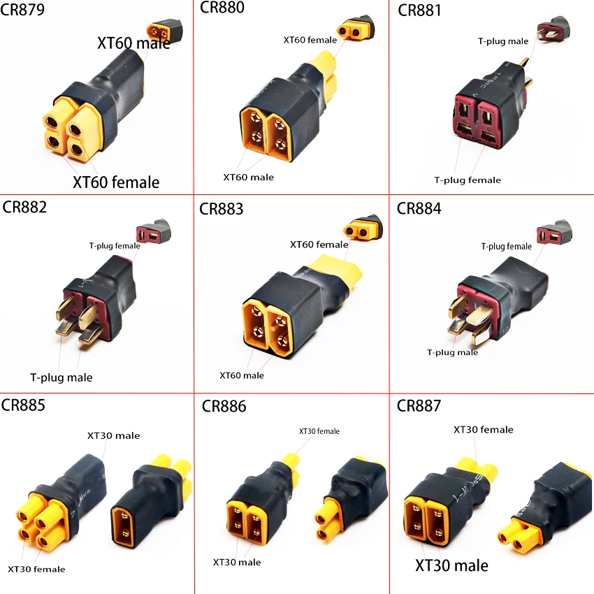 XT60 / T plug 2 Male to 1 Female / 1-Male to 2-Female Connector Parallel Adapter for Car Plane Heli Lipo Battery ESC