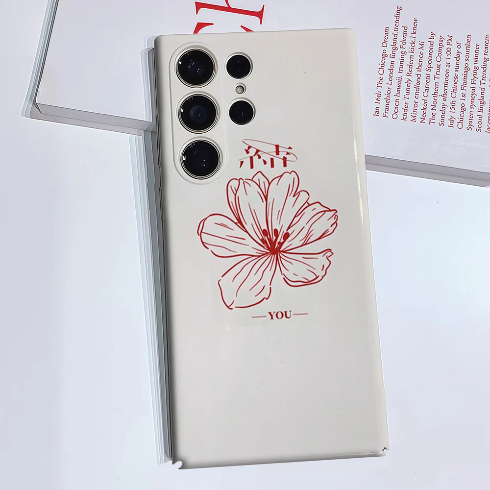 Red Line Flower Sunset You Luxury Fashion Full Lens Protective Case for Samsung Galaxy S26 S25 S24 A56 A36 Plus Ultra
