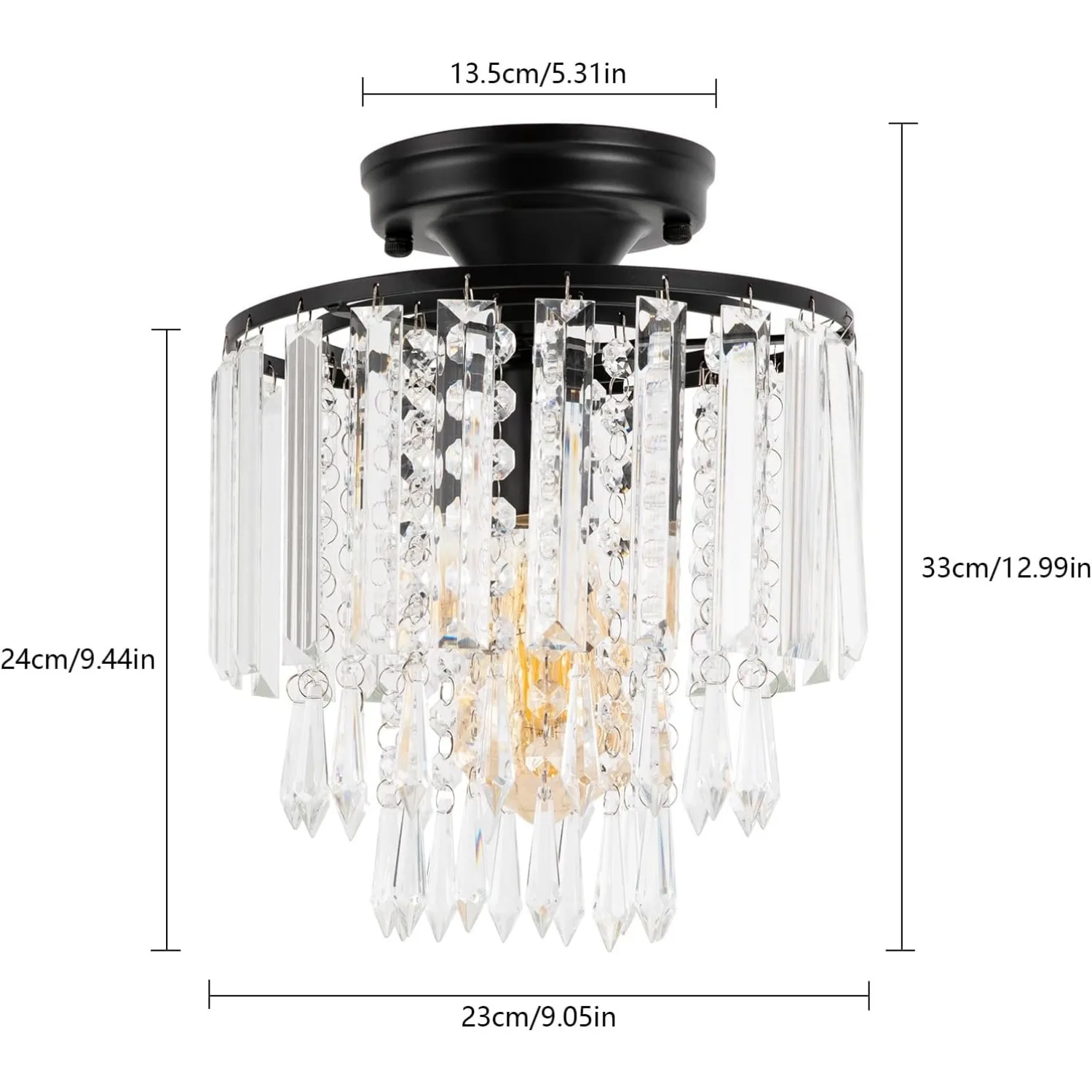 1 Light Mini Crystal Chandelier Semi Flush Mount Ceiling Light Fixture Raindrop Ceiling Lamp Fixture Small Pendant Light