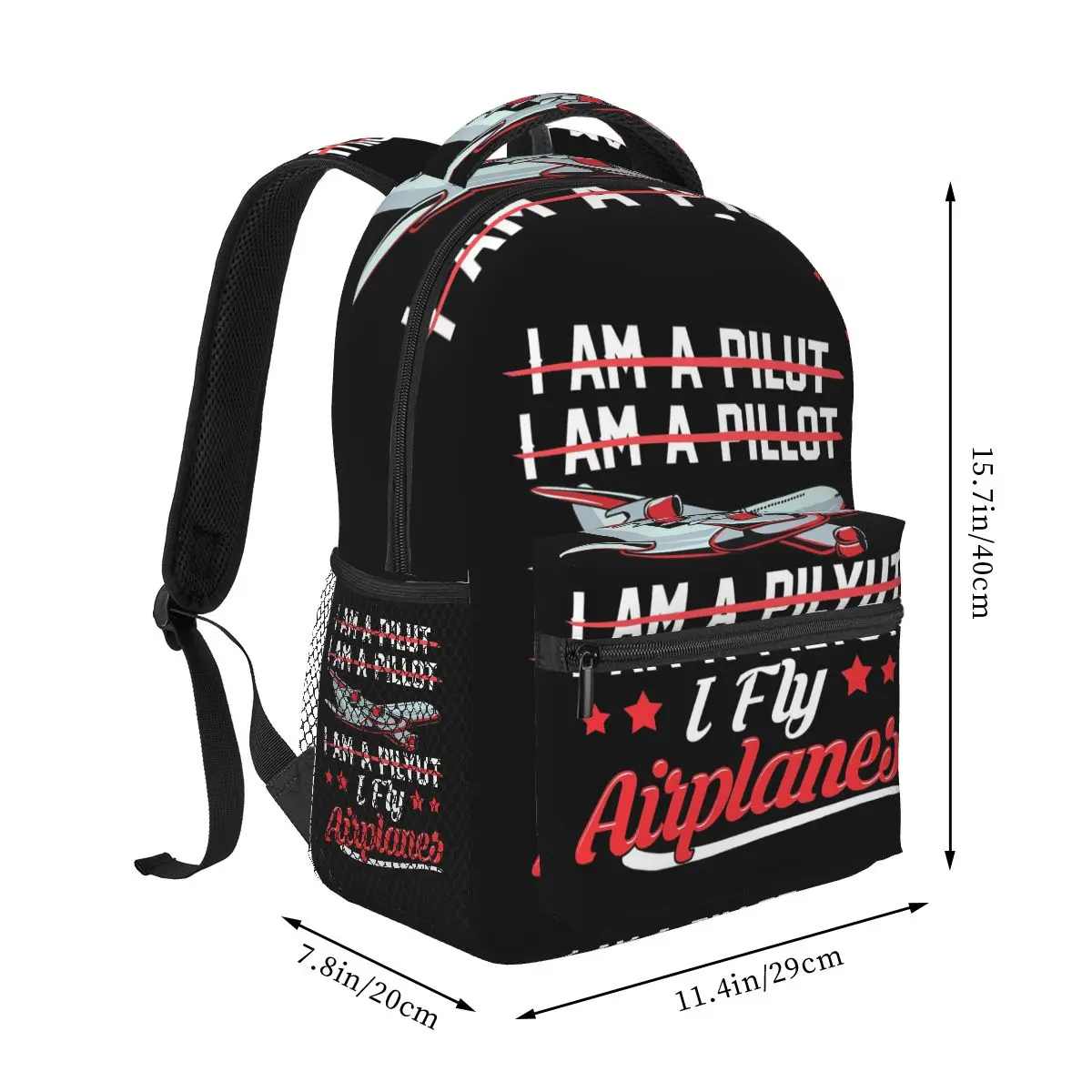 Cute And Funny I Fly Airplanes Pilot Joke Flying Pun Backpack Hot Sale Daypack Large Capacity BookBag School Bag Shoulder Bags