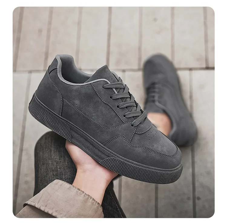Herren-Skate-Sneaker aus einfarbigem Wildleder, niedrig geschnitten, zum Schnüren, weiche, rutschfeste Freizeitschuhe für den täglichen Weg zur Arbeit, Spaziergänge auf der Straße, Einkaufen, Autofahren – Detail 14