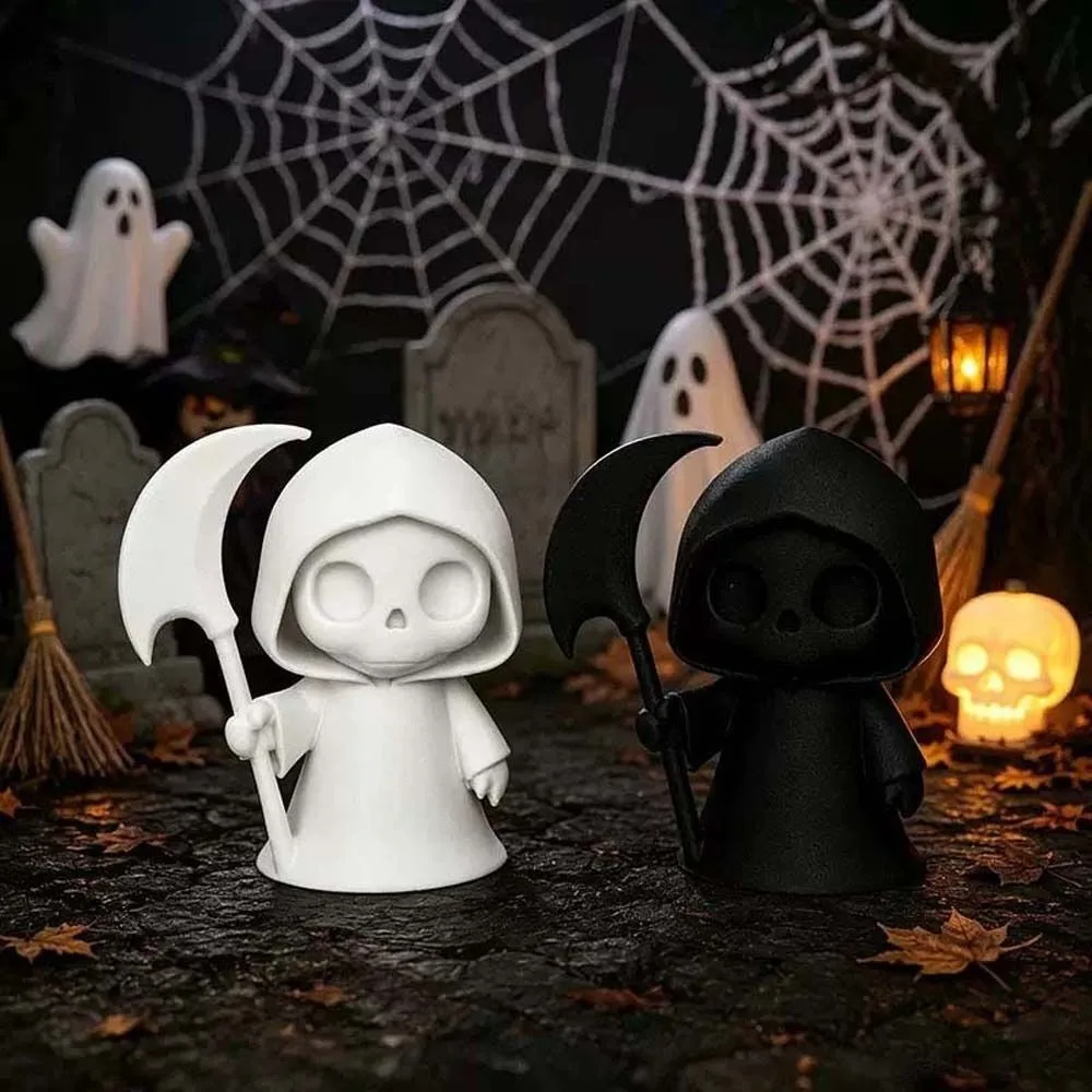 Spooky Car Decor Mini Skull Ghost Figurine Fluorescent Green PLA Luminous Ghost Creative Cute 3D Printed Statue Holiday Gift