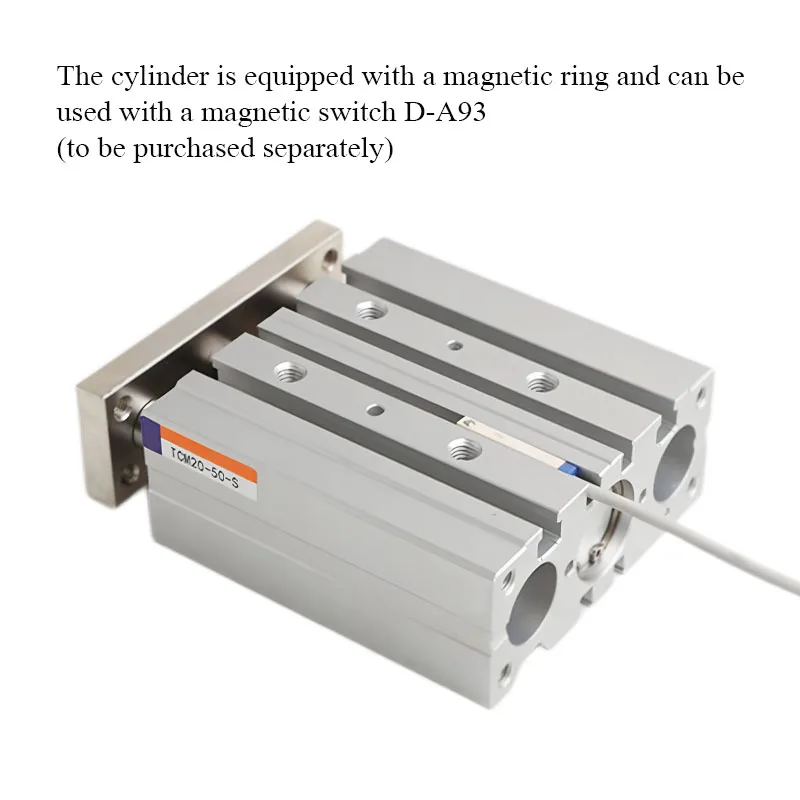 TCM 12/16/20/25/32/40/50/63 Tri-rod Cylinder Stroke 5-400mm Three Axes Three Rods Guided Pneumatic Cylinder Double Acting 4