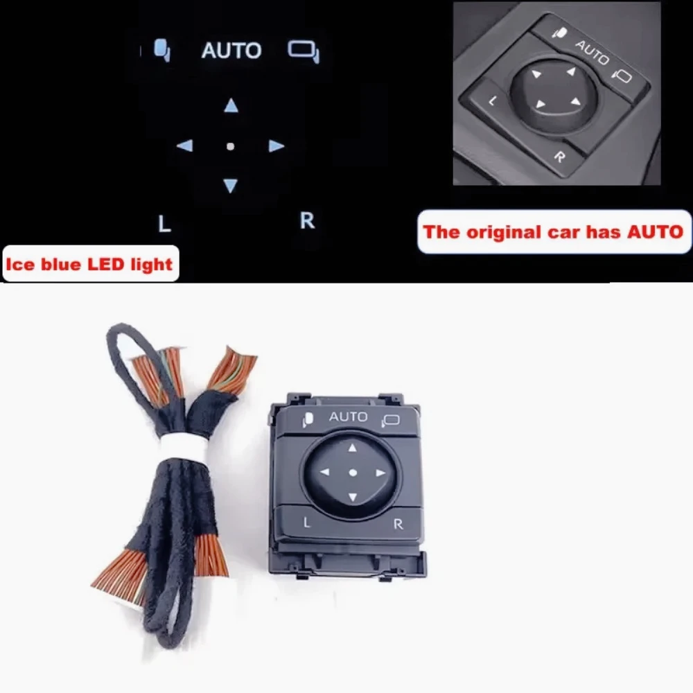 AC-Car rearview mirror automatic folding switch LED light white and ice blue For Toyota RAV4 Crown Lexus Rear-view mirror swit