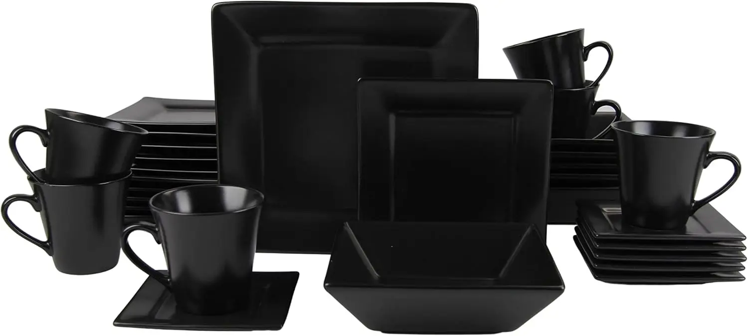 

Nova Square 30 pc Dinnerware Set, Matte Black