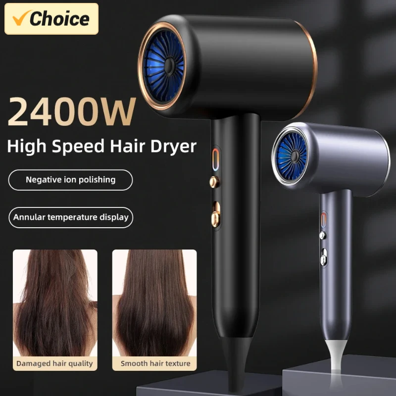 Professional Hair Dryer Hot Cold Wind Air Brush Hairdryer Negative Lonic Blow Dryer  Strong PowerDryer Salon Tool 2400W 3th Gear