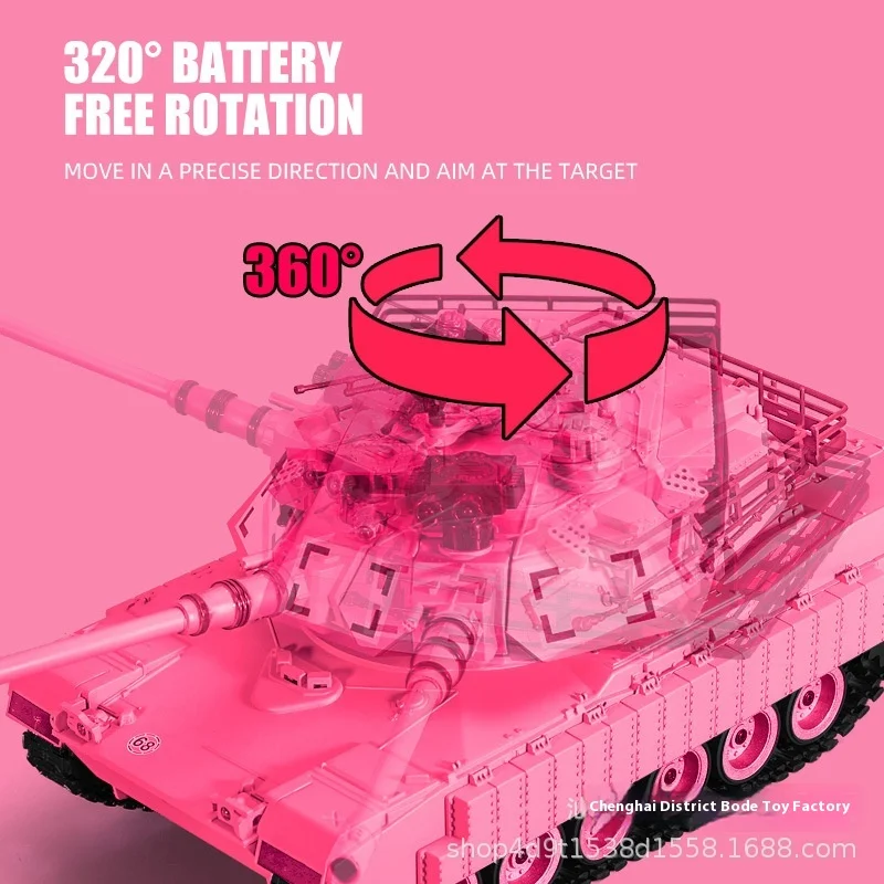 Cross-BorderรีโมทคอนโทรลถังMerkava M1a2 สีชมพูTrackเด็กไฟฟ้าทหารรุ่นเด็กผู้หญิงของเล่นคริสต์มาสของขวัญ