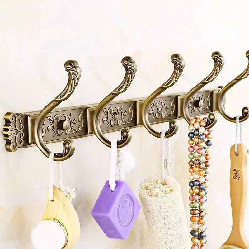 

Brand New Antique Embossed Wall Mounted Coat Hooks 5 Row Coat Hooks Door Back Bag Key Storage Rack Bathroom Towel Racks