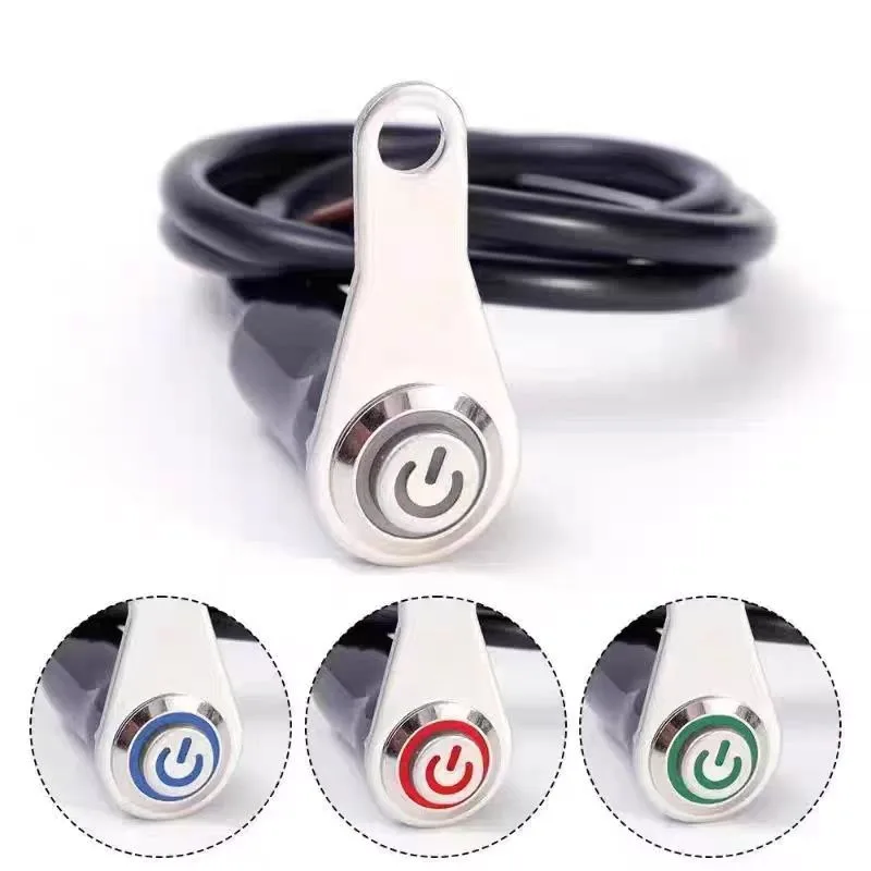 12V 3-Wire Momentary Push Button Switch with Power Symbol LED Indicator, 100W Max for Motorcycle & Automotive Use