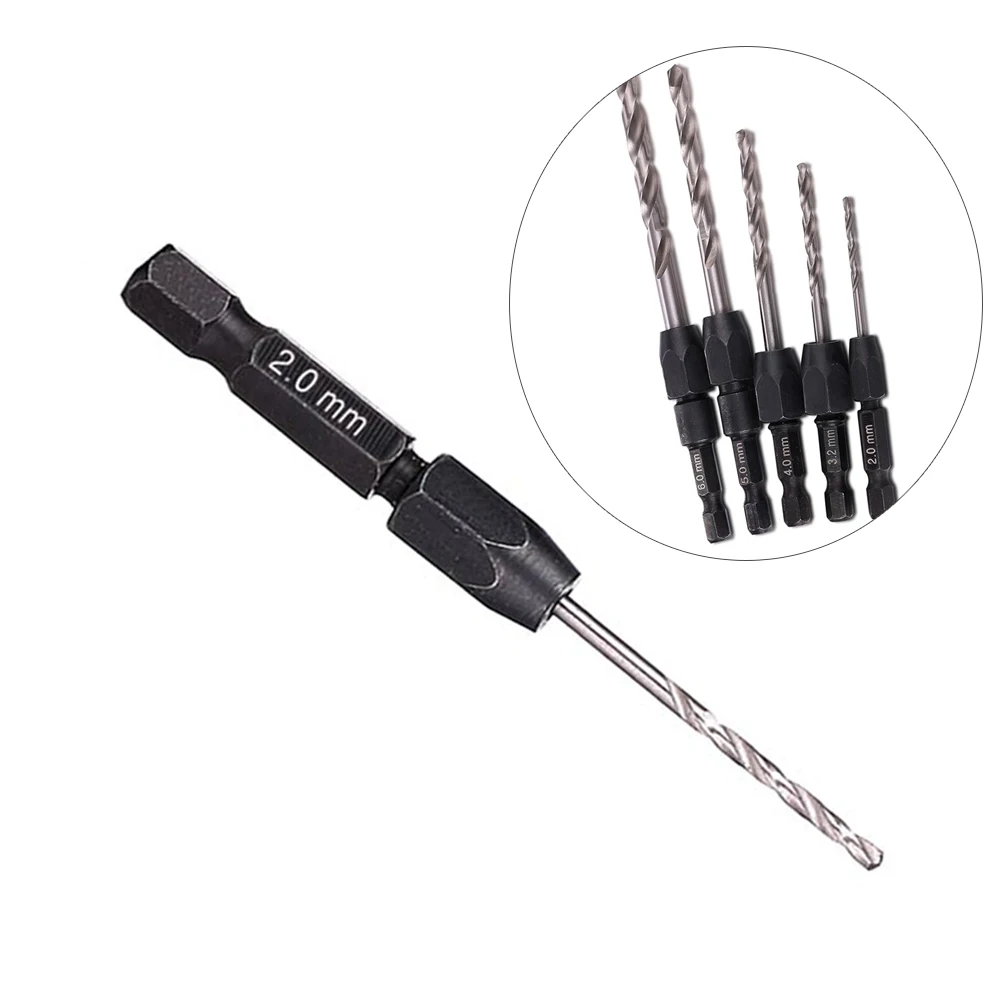 

5pcs High speed Steel Drill Bits Set 2mm 3.2mm 4mm 5mm 6mm Shank for Metals Alloys Constructional Steels Cast Iron Plastic