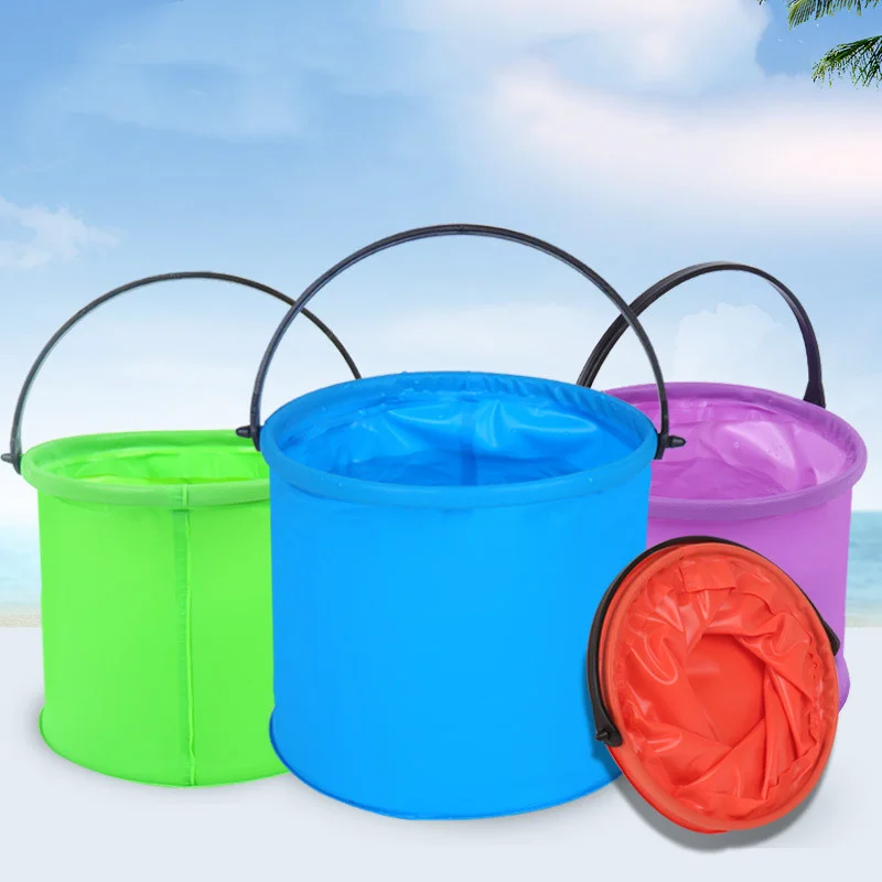 Children's Outdoor Beach Toy Bucket Portable Folding Retractable Bucket Beach Playing Water Digging Sand Fishing Painting Tool