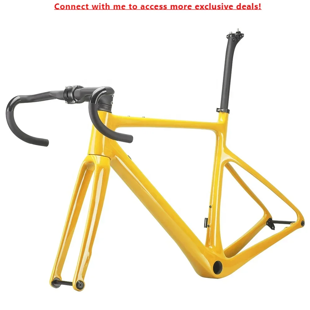 

T1100 700C Full Carbon Fiber Gravel Bike Frame Road Racing Gravel Bicycle Frames With Aero Handlebar BB79 UD Disc Brake Frameset