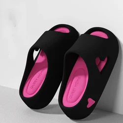 Trendy Poop Feeling Slippers 2024 Summer New Color Blocked Thick Sole Anti Slip One Word Women's Versatile Daily Cool Sandals