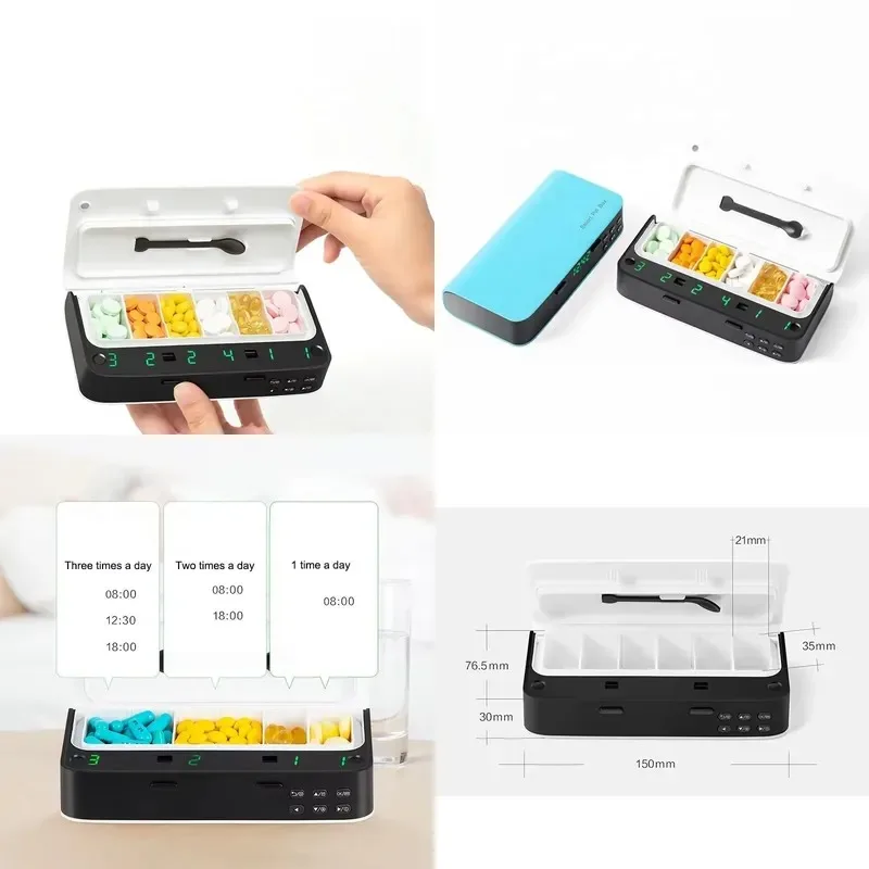 Adjustable 3-6 Grid Intelligent Automatic Electronic Pill  Tablet