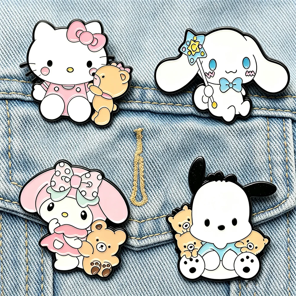 Fashion Backpack Women - 4pcs/set Bros Kucing Lucu Enamel Anime
