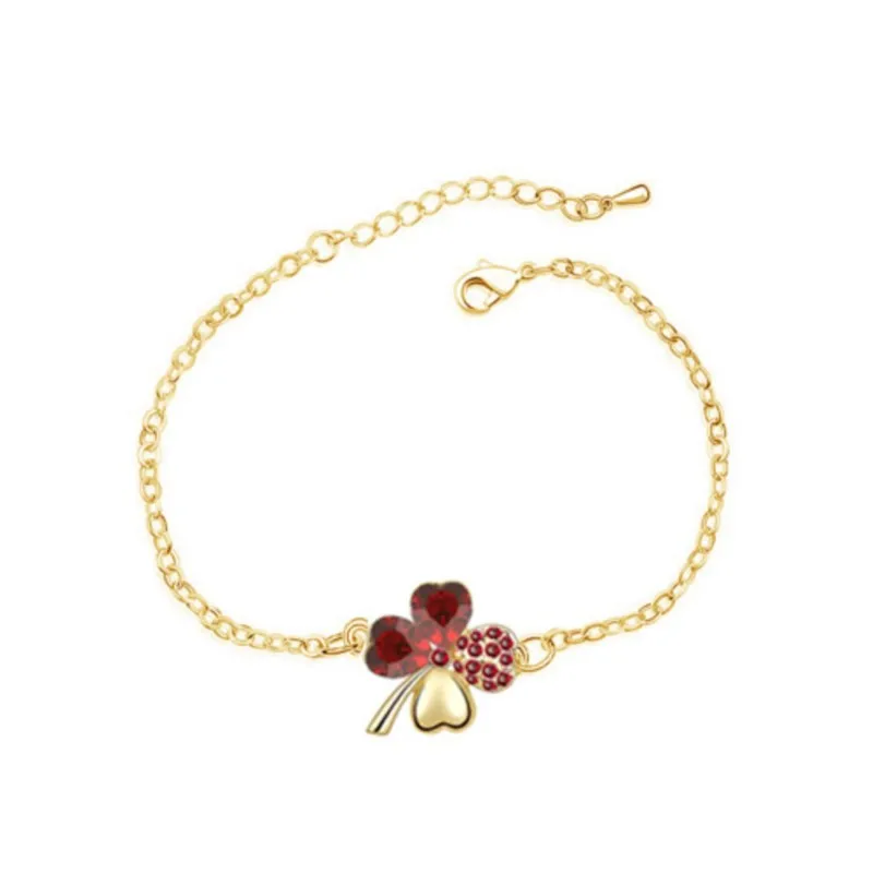 Crystal Clover 4 leaf leaves Link bracelet Bangle fashion jewelry charm lover girl gift dropshipping office quality birthday wed