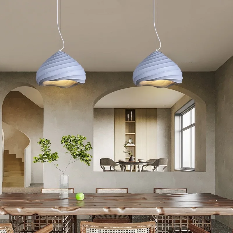 Wabi-Sabi Resin Pendant Lamp Designer Personality Decor Restaurant Bedroom Study Kitchen Cafe Retro Singe Head LED Hanging Light