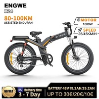 Electric Bicycle ENGWE X24 24 24 Inch Fat Tire Folding Adult Mountain 1000W 48V29.2AH Lithium battery Full Suspension Electric Bike
