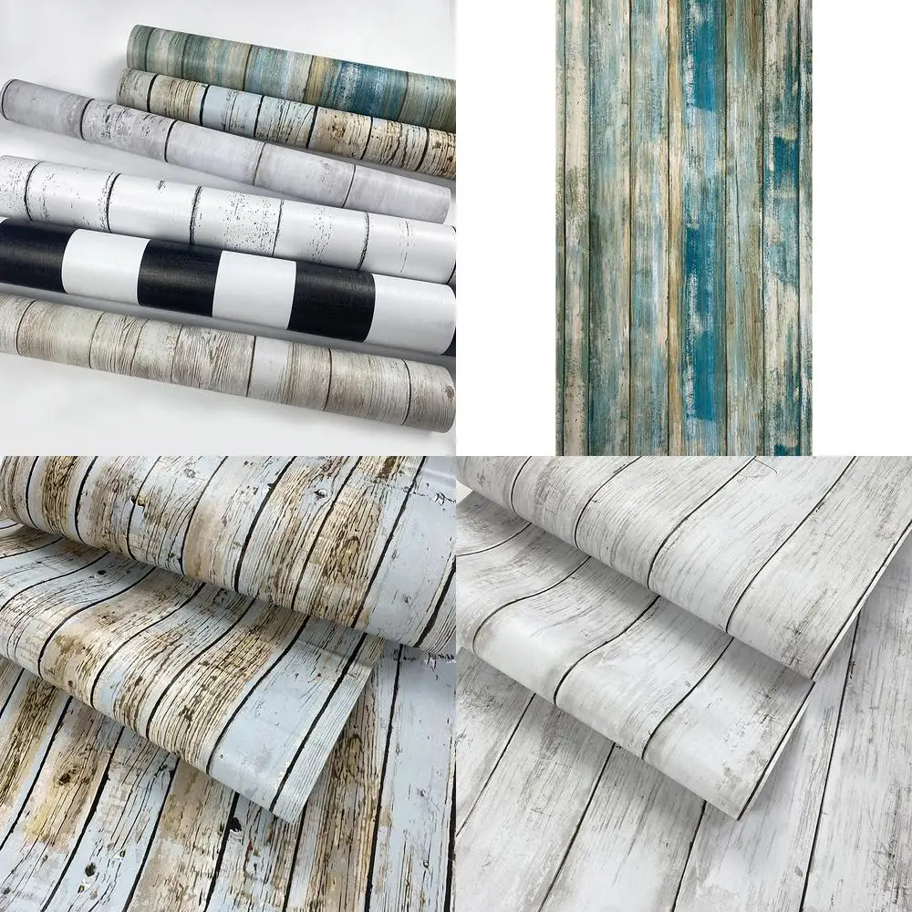 

Деревянная полосатая наклейка на стену, самоклеящиеся обои для спальни, гостиной, столовой, декор стола, простой средиземноморский дом