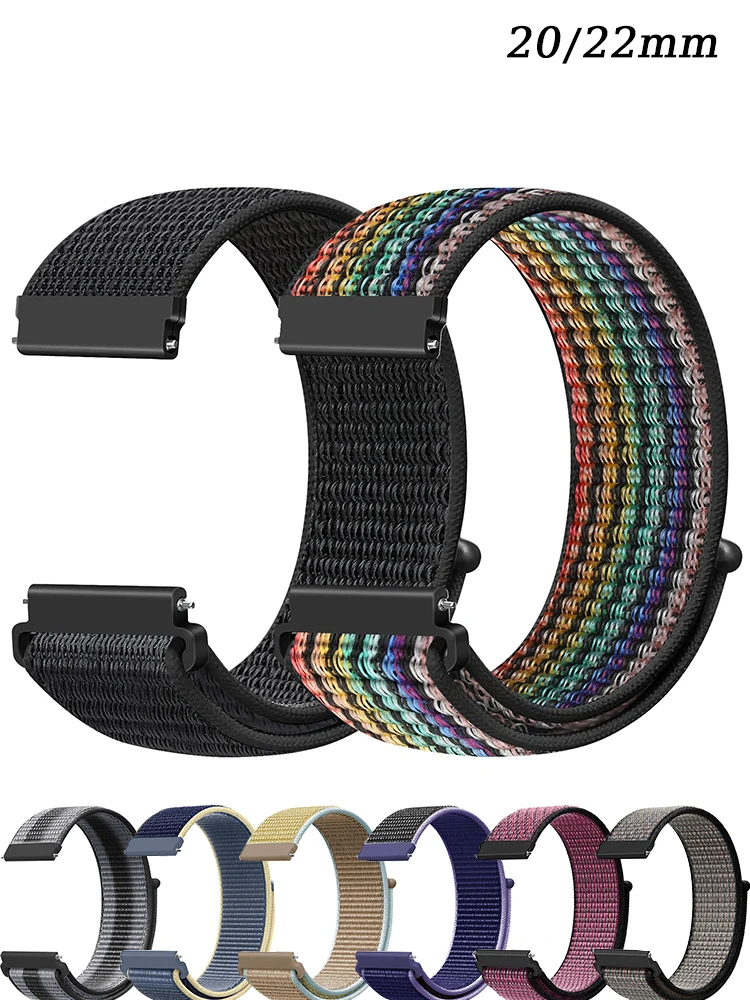 Nylon loop For Samsung Galaxy Watch 6 5 Pro/4/classic/gear s3 frontier/active Sport Bracelet Huawei watch gt2 3 22mm 20mm Strap