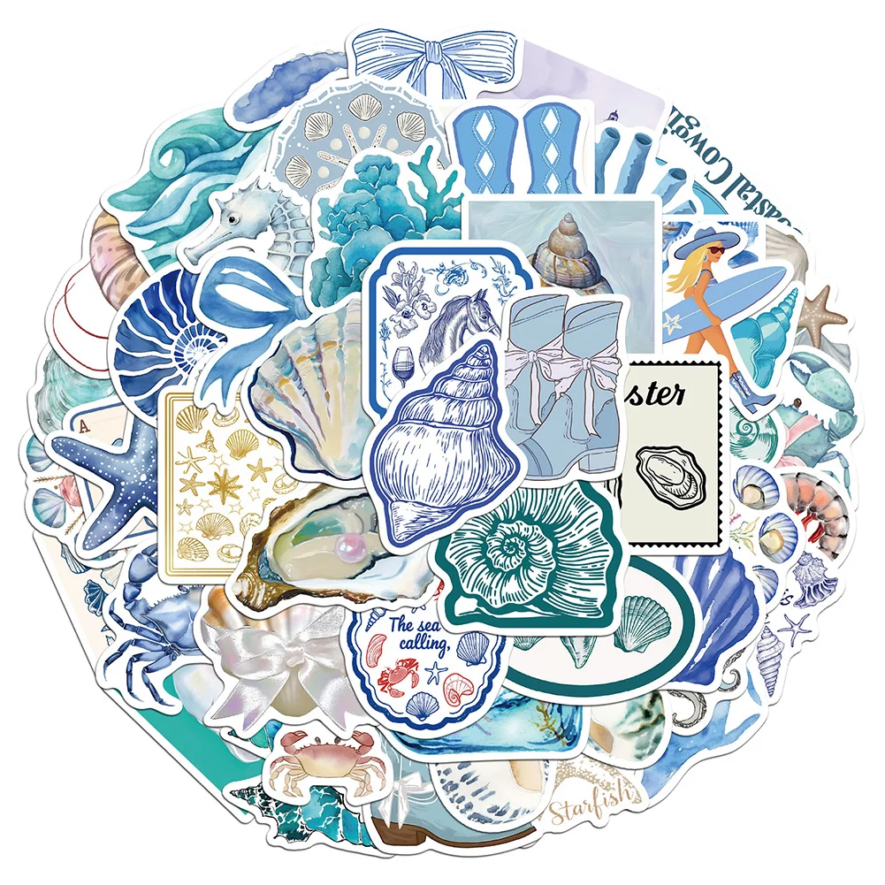 50 قطعة من ملصقات فتاة الساحلية الملونة الجمالية ملصقات الفينيل للفتيات في سن المراهقة الكبار طالب فتاة الشرق الساحلية ديكور غرفة نوم الفتاة