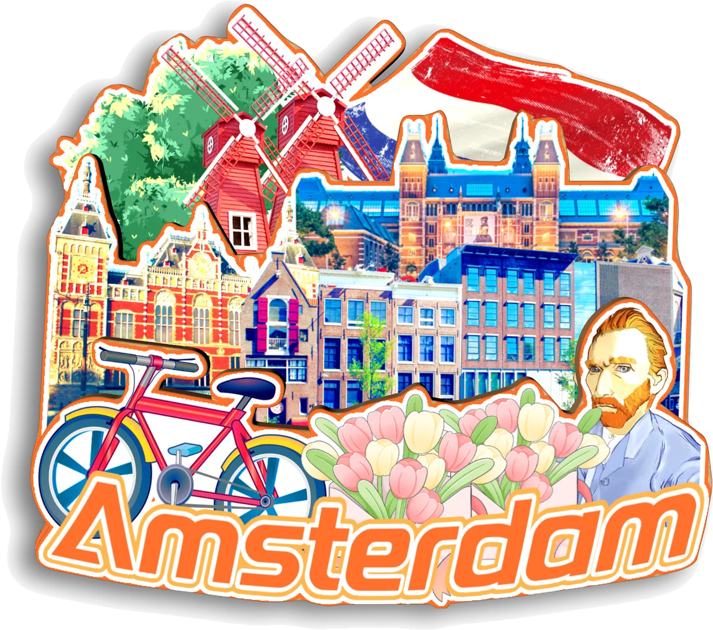 Ansterdam Rotterdam The Hague Utrecht Maastricht Eindhoven NETHERLANDS Fridge Magnet Travel Souvenir Gift