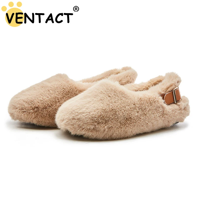 VENTACT 2023 Winter New Slippers For Women Fashion Flats Shoes Woman Warm Fur House Casual Daily Outdoor Lady Cozy Homewear