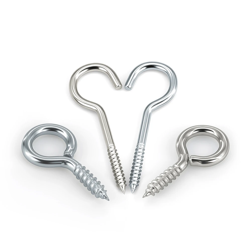 Metal Eyepins Hooks Eyelets Threaded Pendant Goat Eye Closing Machine Tooth Self-Tapping Screw Zinc-Plated Nickel Plating