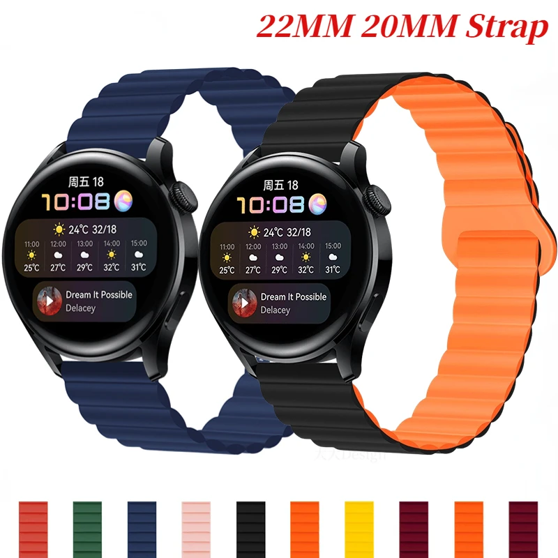 

Silicone Strap For Samsung Galaxy Watch 3/4/5 Gear S3 Huawei Watch 3 GT/2/3 Pro Magnetic Bracelet Band For Amazfit GTR/GTS Belt