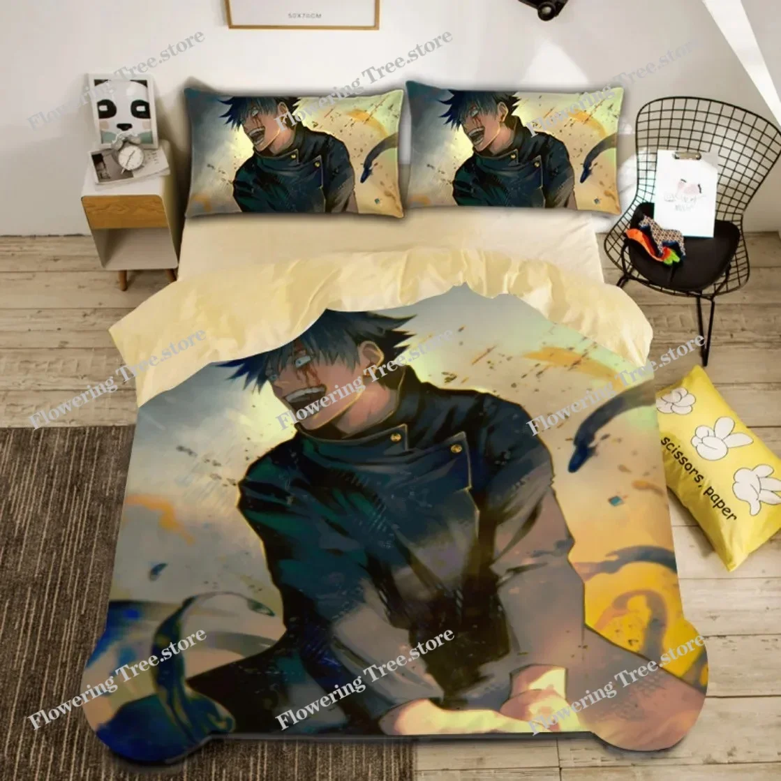

3D Anime Satoru Gojo Quilt Cover Japan Famous Anime Duvet Cover Sets Boys 3D Printed Quilt Cover Sukuna Bedroom Decoration