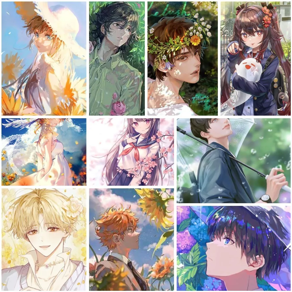 数字による男の子と女の子の絵アクリル絵の具大人の部屋の装飾ギフト妻の人気