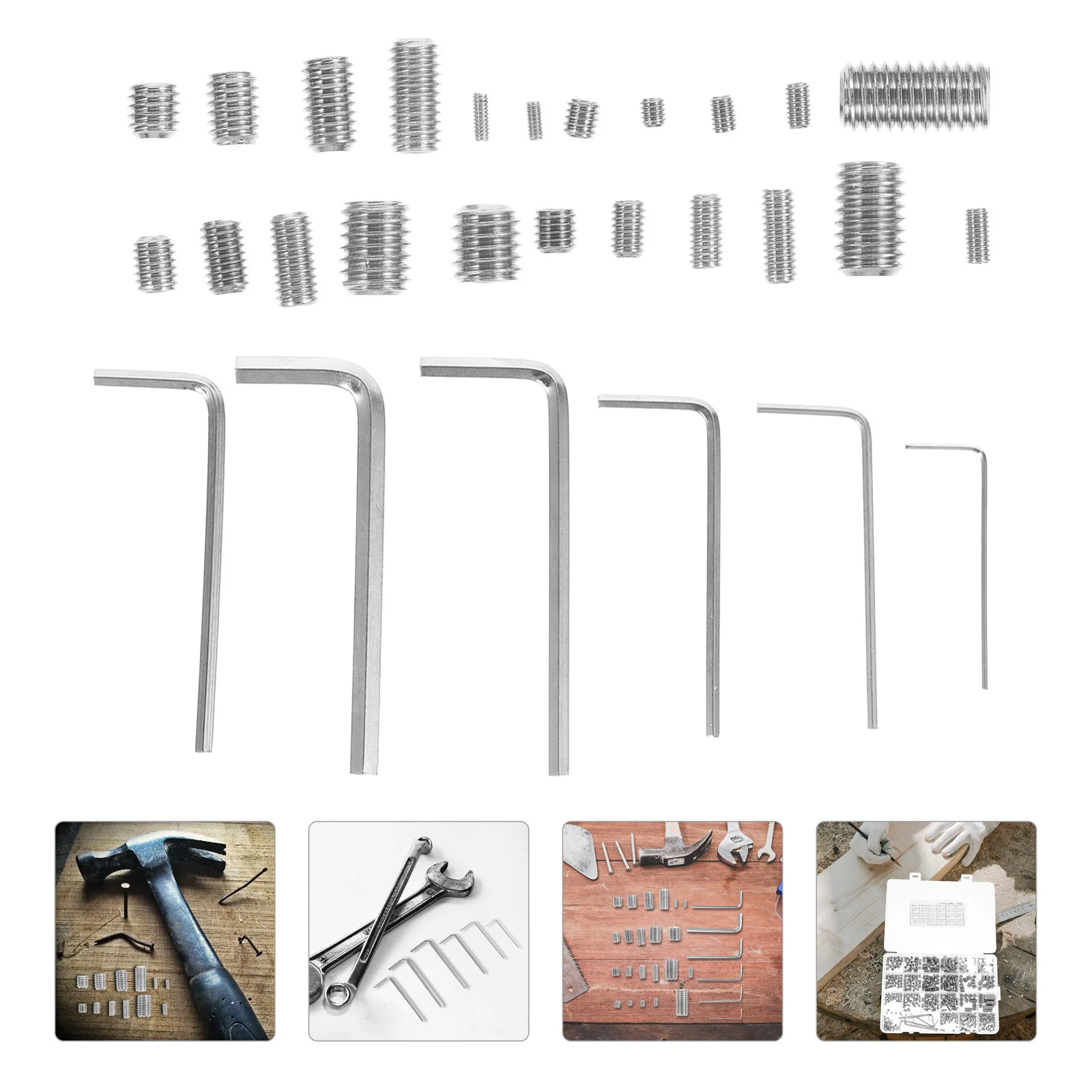 

1 set Stainless Steel Screw Set Hexagon Headless Design For Diy Repair Bathroom Fixtures Door Handles Pc Grub Assorted Kit