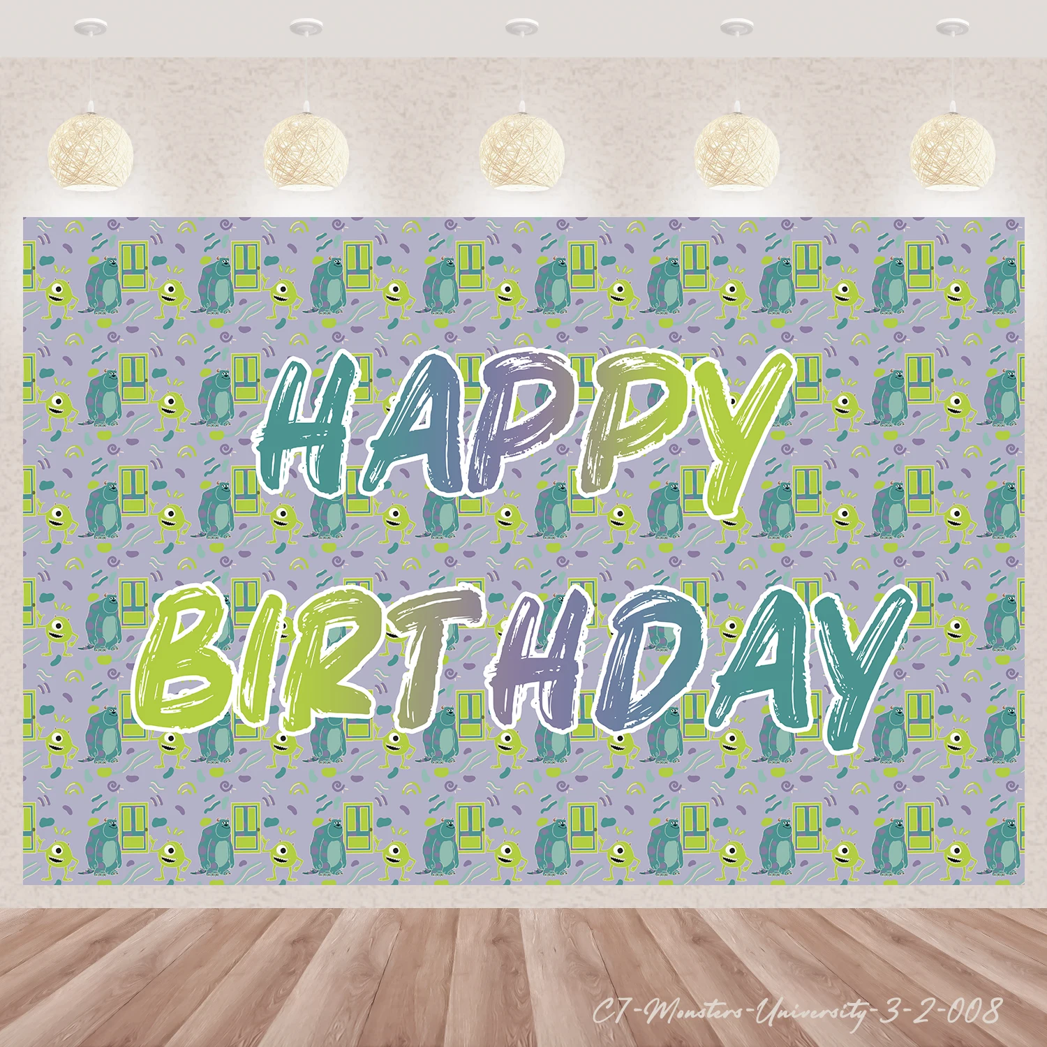 Monsters, Inc. University Theme Happy Birthday Party  Vinyl Background Baby Shower Photography Room Decor Supplies Photo Poster