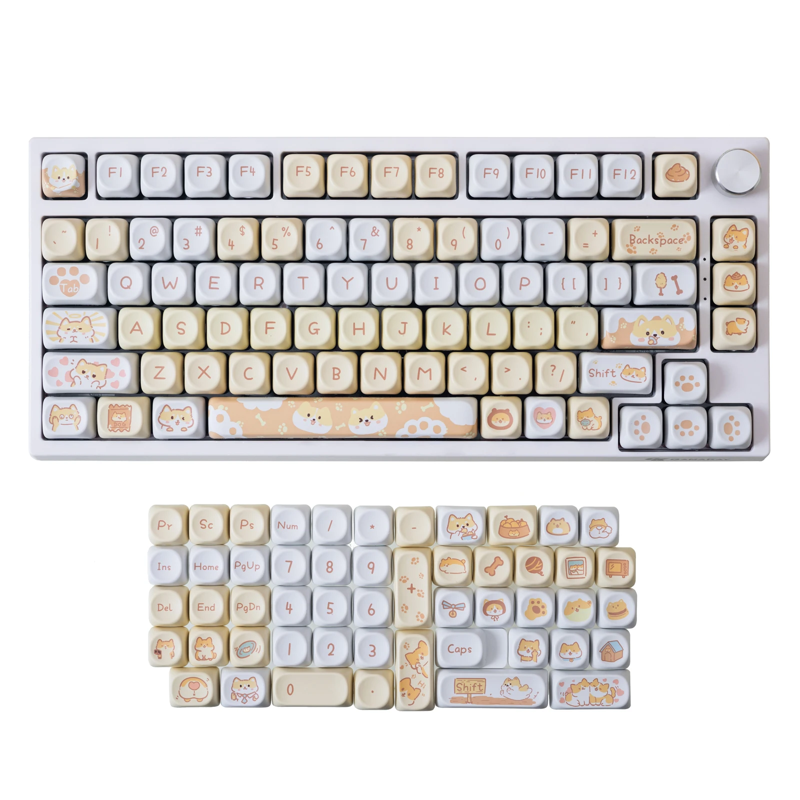 gamakay keycaps grupo 61 68 75 80 80 84 87 98 104 108 chaves perfil moa pbt sublimacao termica branco 01